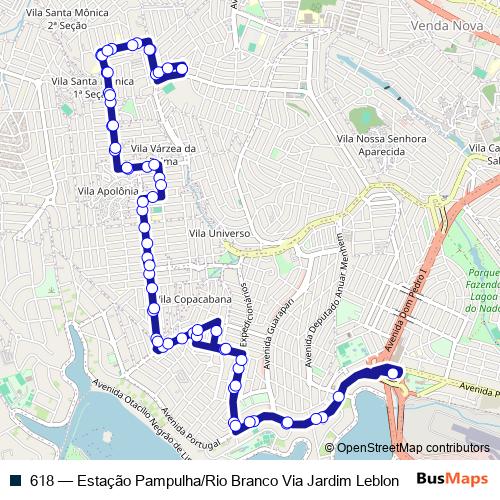 618 bus Line Map