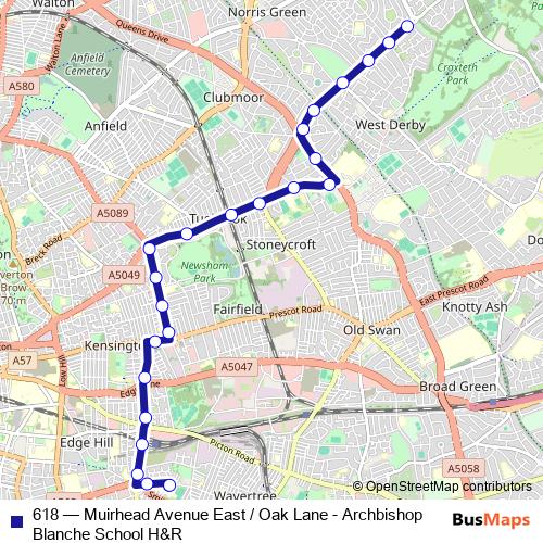 618 bus Line Map
