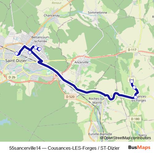 55sancerville14 bus Line Map