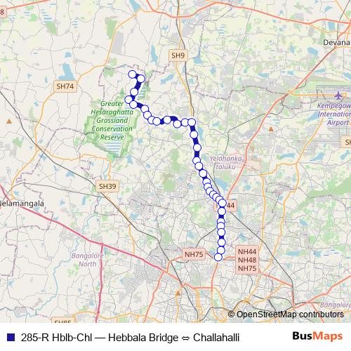 285-R Hblb-Chl bus Line Map