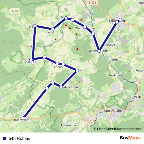 545 Rufbus bus Line Map