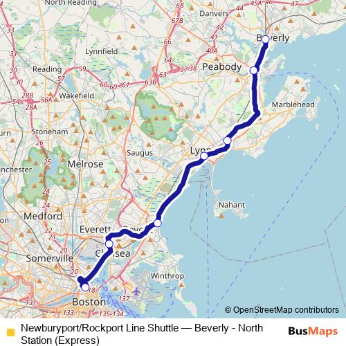 Newburyport/Rockport Line Shuttle bus Line Map