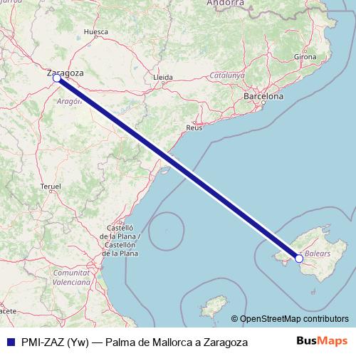 PMI-ZAZ (Yw) air Line Map