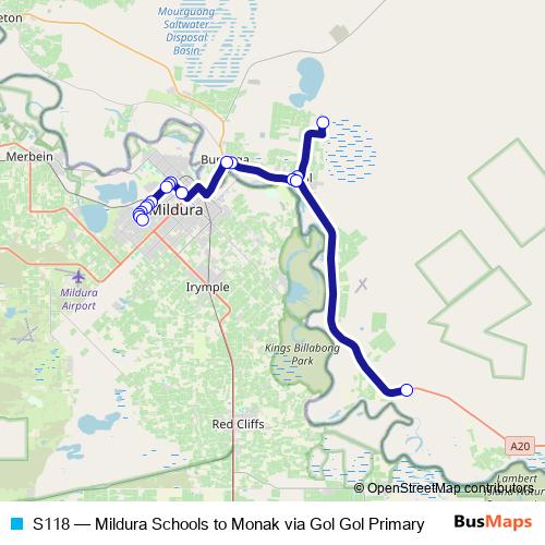 S118 bus Line Map
