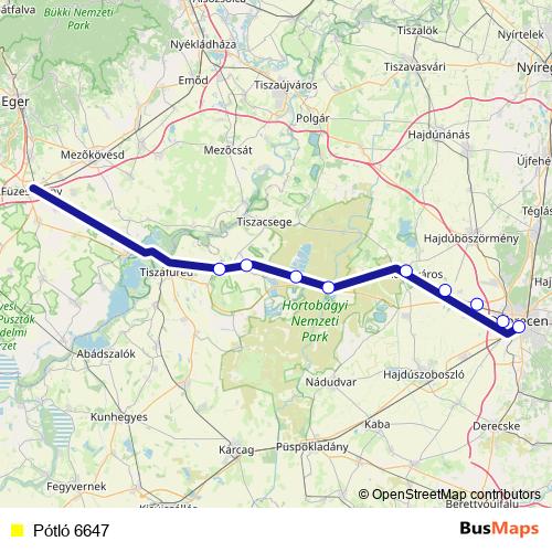 Pótló 6647 bus Line Map