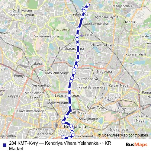 284 KMT-Kvry bus Line Map
