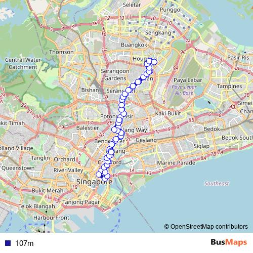 107m bus Line Map