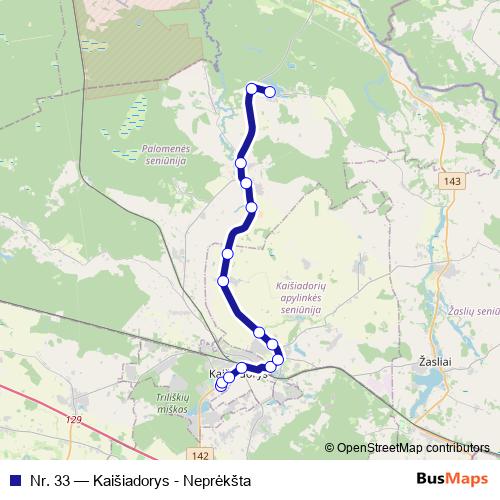 Nr. 33 bus Line Map
