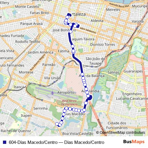 604-Dias Macedo/Centro bus Line Map