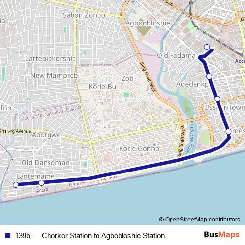 139b bus Line Map