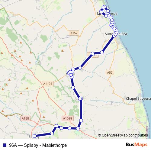96A bus Line Map