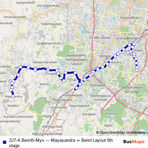 227-A Beml5-Mys bus Line Map