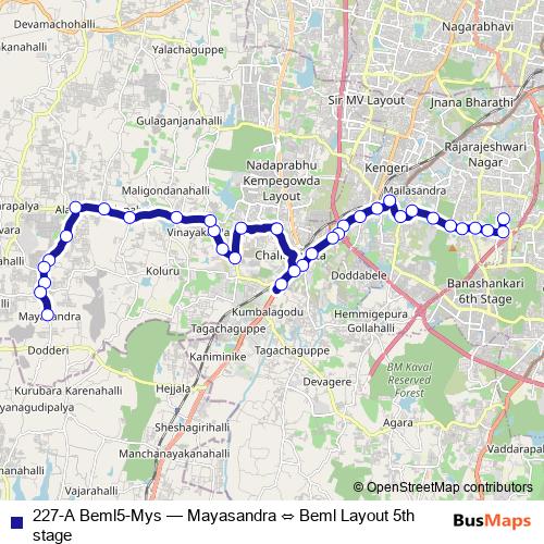 227-A Beml5-Mys bus Line Map