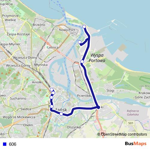 606 bus Line Map