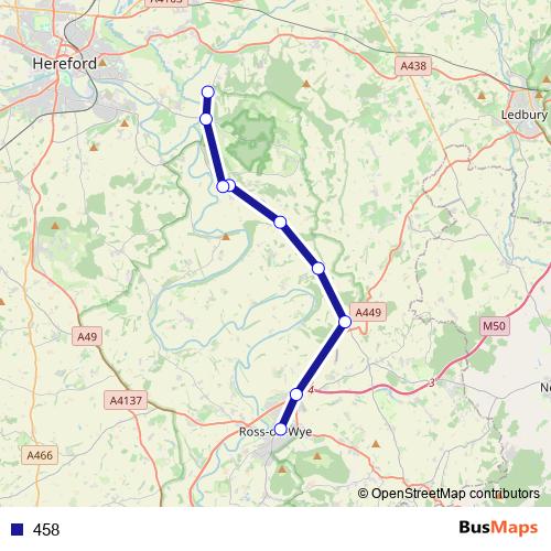 458 bus Line Map