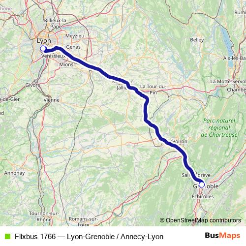 Flixbus 1766 bus Line Map