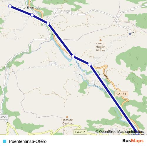 Puentenansa-Otero bus Line Map