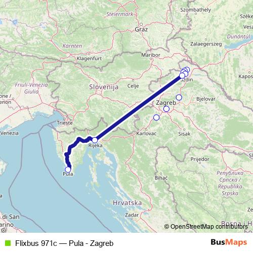 Flixbus 971c bus Line Map
