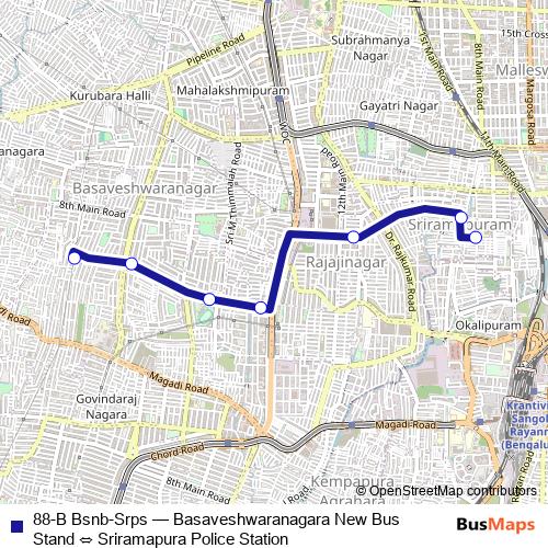 88-B Bsnb-Srps bus Line Map