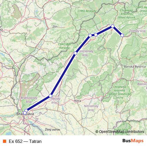 Ex 652 rail Line Map