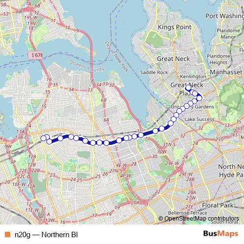 n20g bus Line Map
