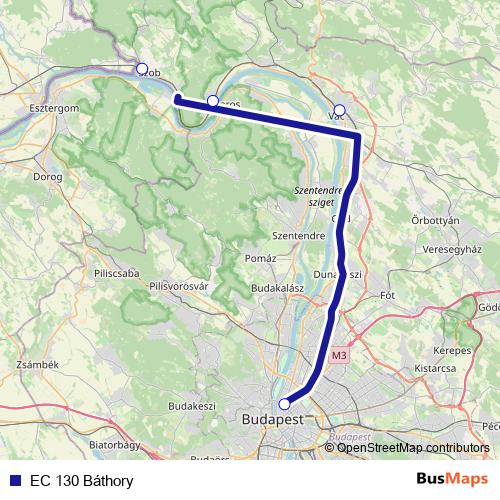EC 130 Báthory rail Line Map