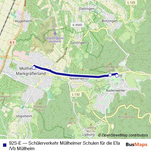 92S-E bus Line Map