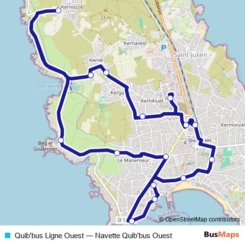 Quib'bus Ligne Ouest bus Line Map