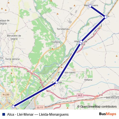 Alsa - Llei-Menar bus Line Map