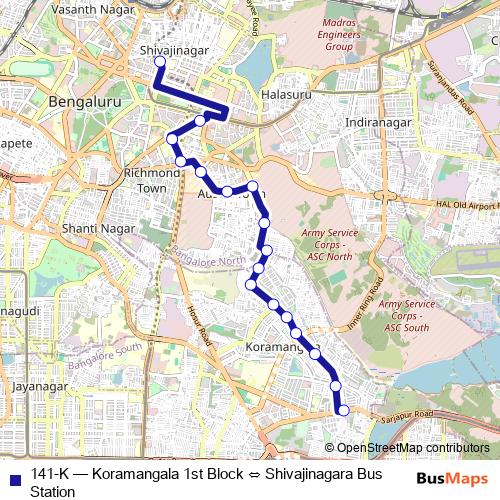 141-K bus Line Map
