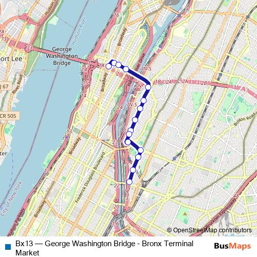 Bx13 bus Line Map