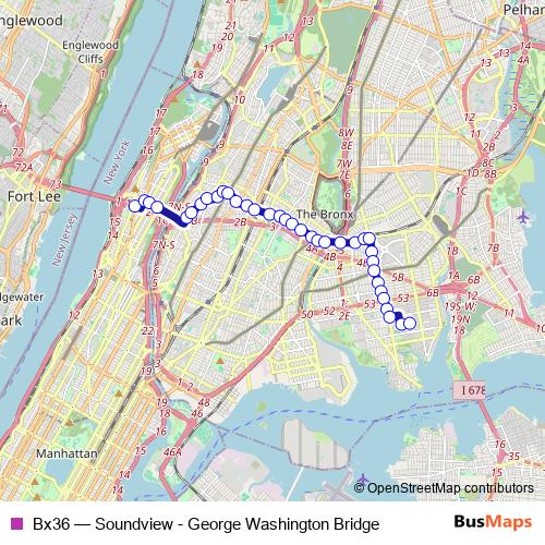 Bx36 bus Line Map
