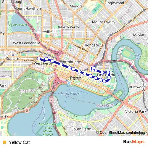 Yellow Cat bus Line Map