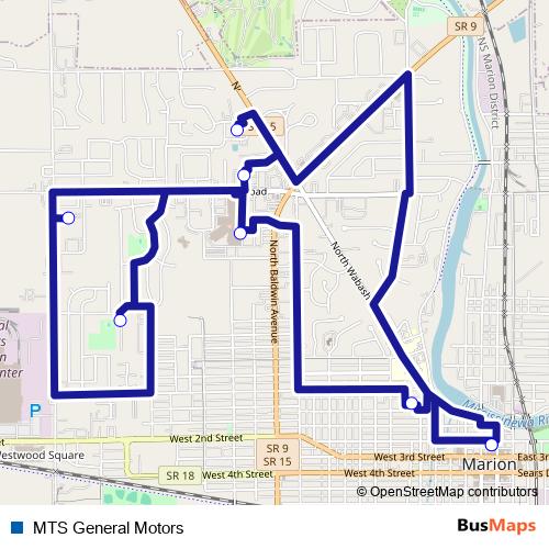MTS General Motors bus Line Map