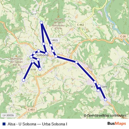 Alsa - U Solsona bus Line Map