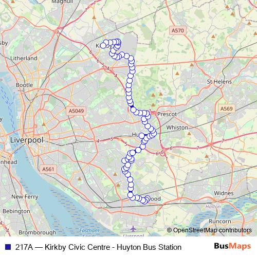 217A bus Line Map