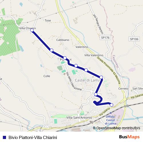 Bivio Piattoni-Villa Chiarini bus Line Map