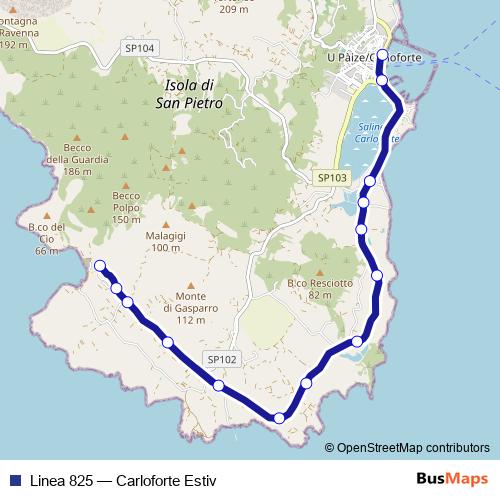 Linea 825 bus Line Map