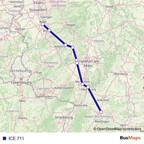 ICE 711 rail Line Map