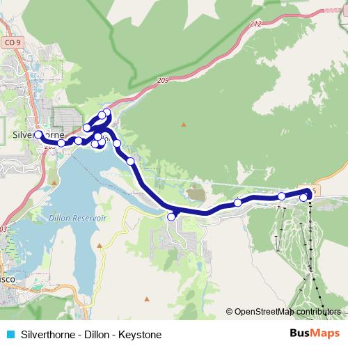 Silverthorne - Dillon - Keystone bus Line Map