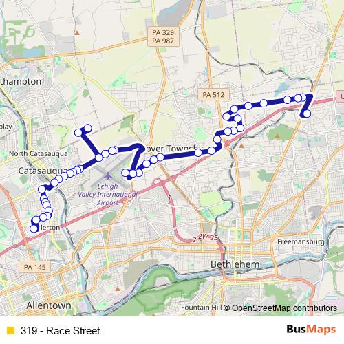 319 - Race Street bus Line Map