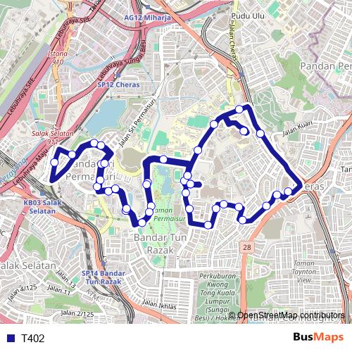 T402 bus Line Map