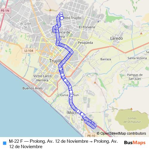 M-22 F bus Line Map