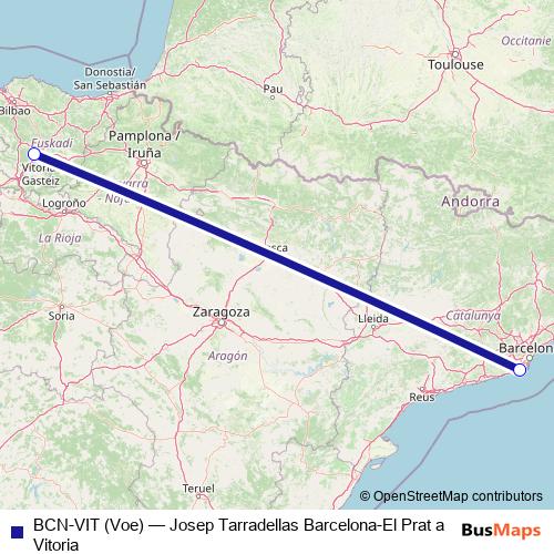 BCN-VIT (Voe) air Line Map