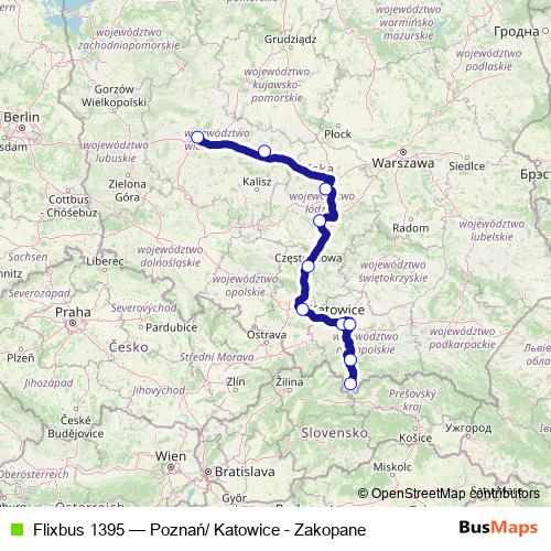 Flixbus 1395 bus Line Map