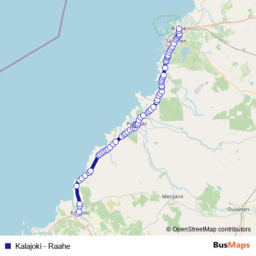 Kalajoki - Raahe bus Line Map