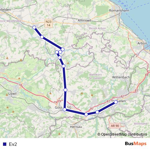Ev2 bus Line Map