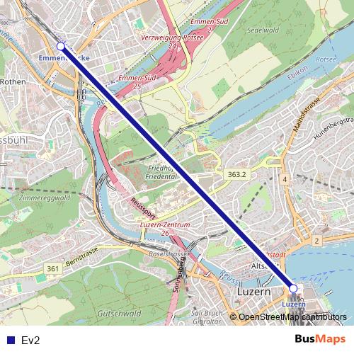 Ev2 bus Line Map