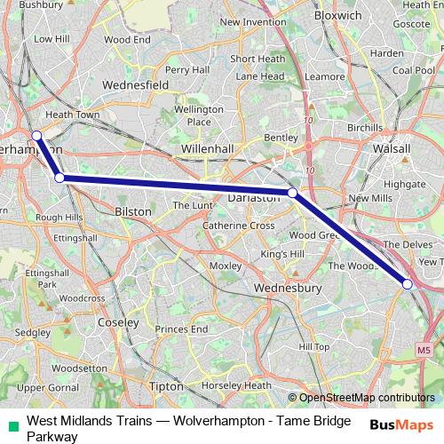 West Midlands Trains bus Line Map