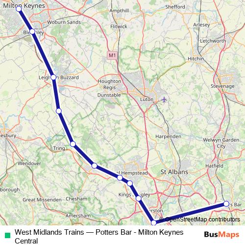 West Midlands Trains bus Line Map
